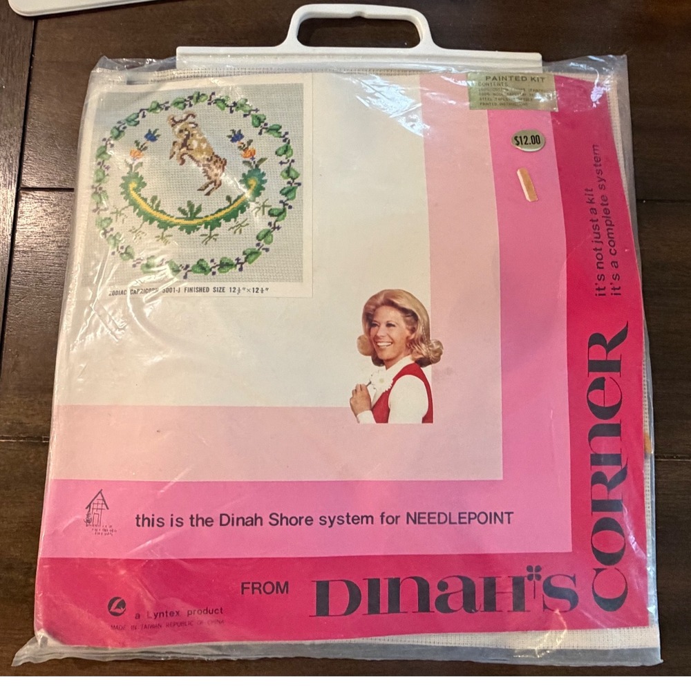 Vintage Dinah Shore Dinah's Corner Capricorn Zodiac Needlepoint Kit Painted 12.5